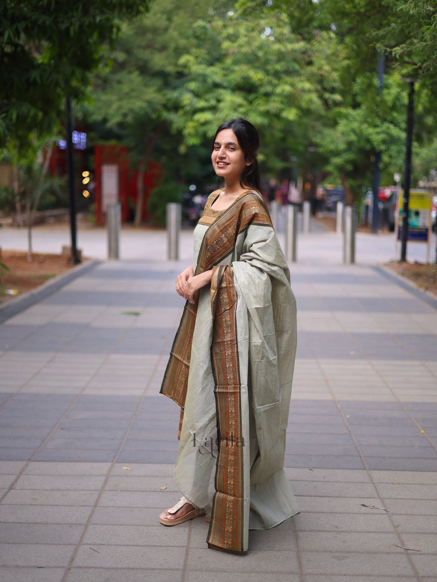 Studio Pastel Green Pure Kanchi Cotton Top and Duppata