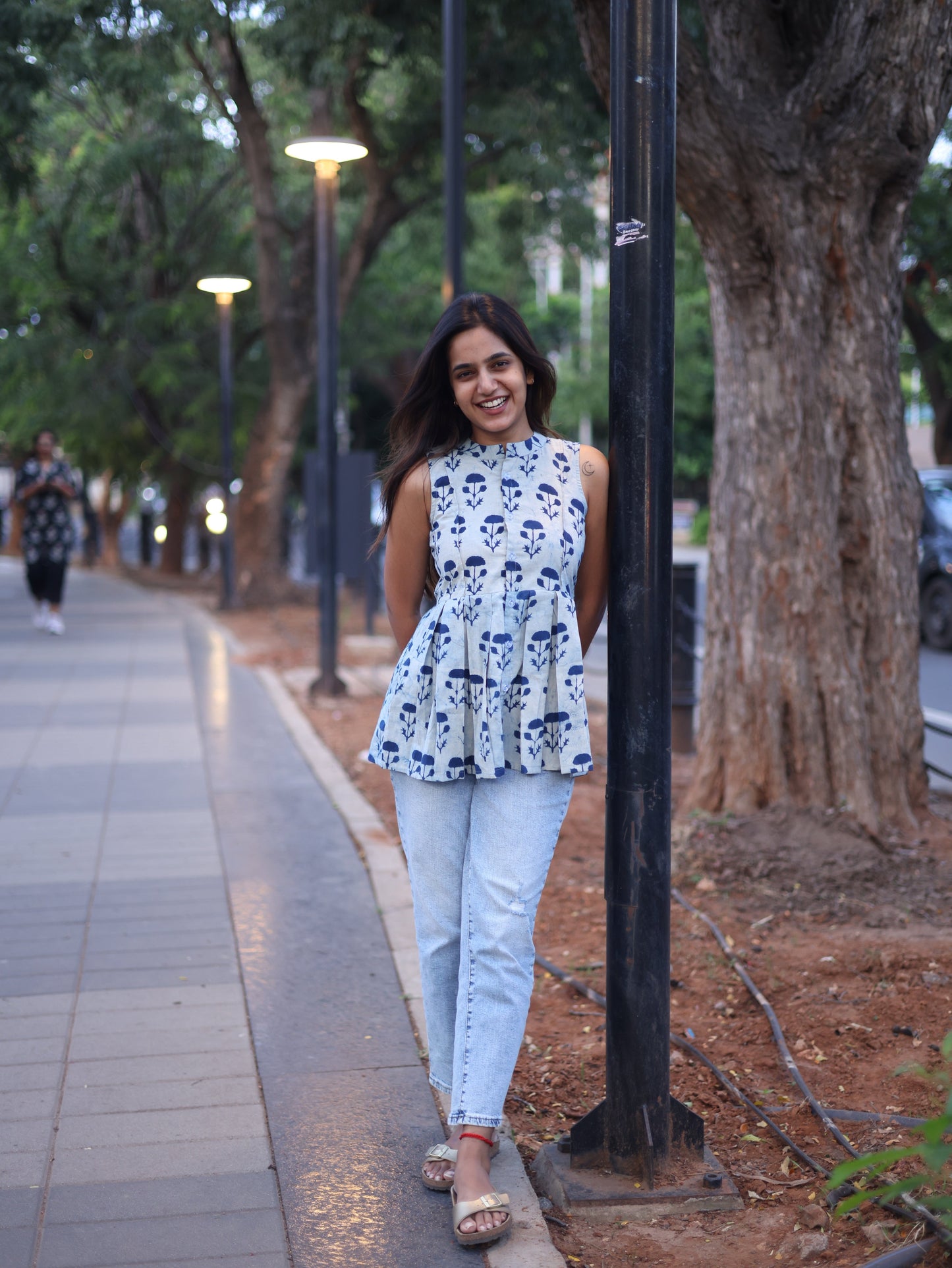 Studio Blue indico peplum top