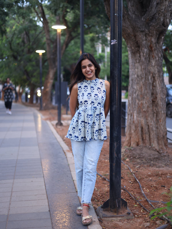 Studio Blue indico peplum top