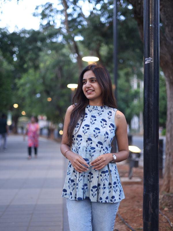 Studio Blue indico peplum top