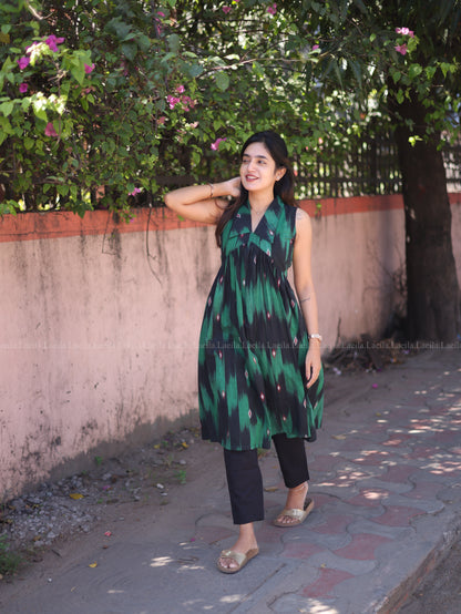 Studio Green Ikkat Alia Cut Kurta Top