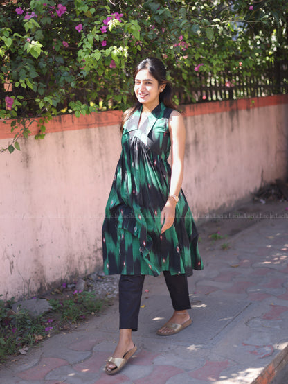 Studio Green Ikkat Alia Cut Kurta Top