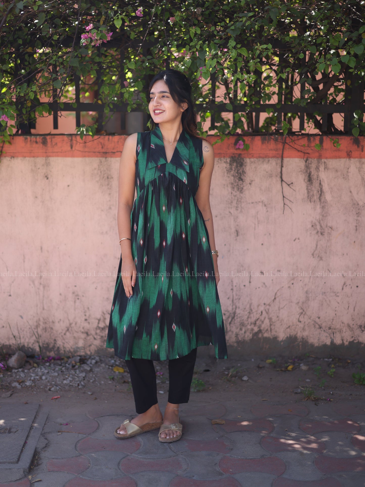 Studio Green Ikkat Alia Cut Kurta Top