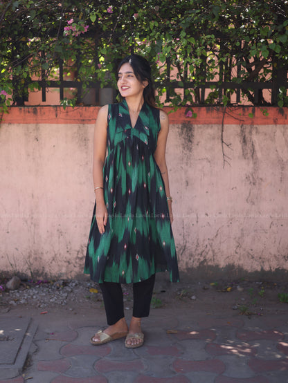 Studio Green Ikkat Alia Cut Kurta Top