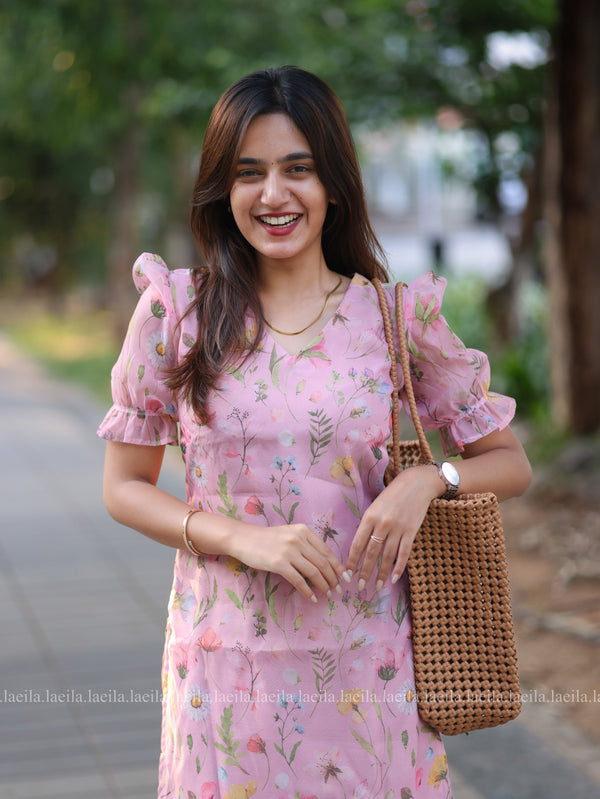 Studio Pink Floral Organza Top