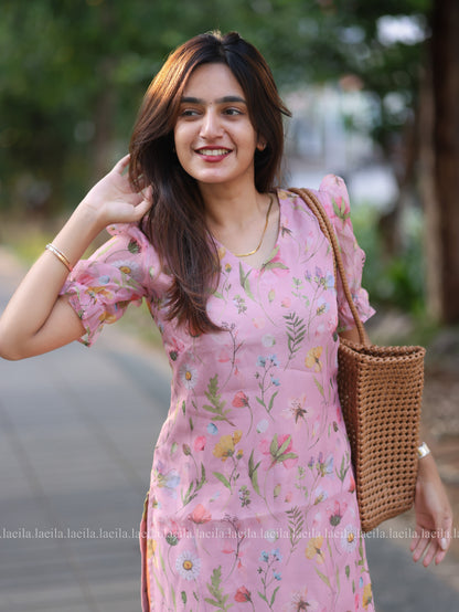 Studio Pink Floral Organza Top