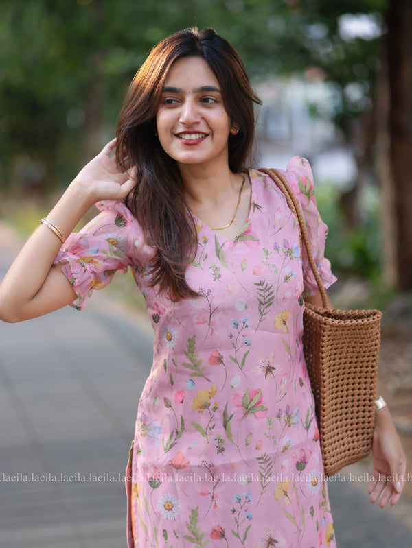 Studio Pink Floral Organza Top