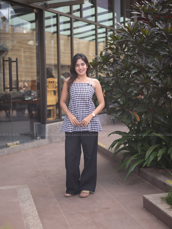 Studio Black Gingham Short Top