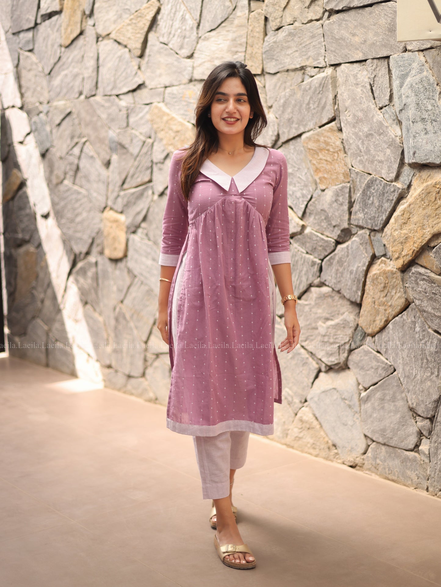 Studio Powder Pink Dotted Co-Ord Set