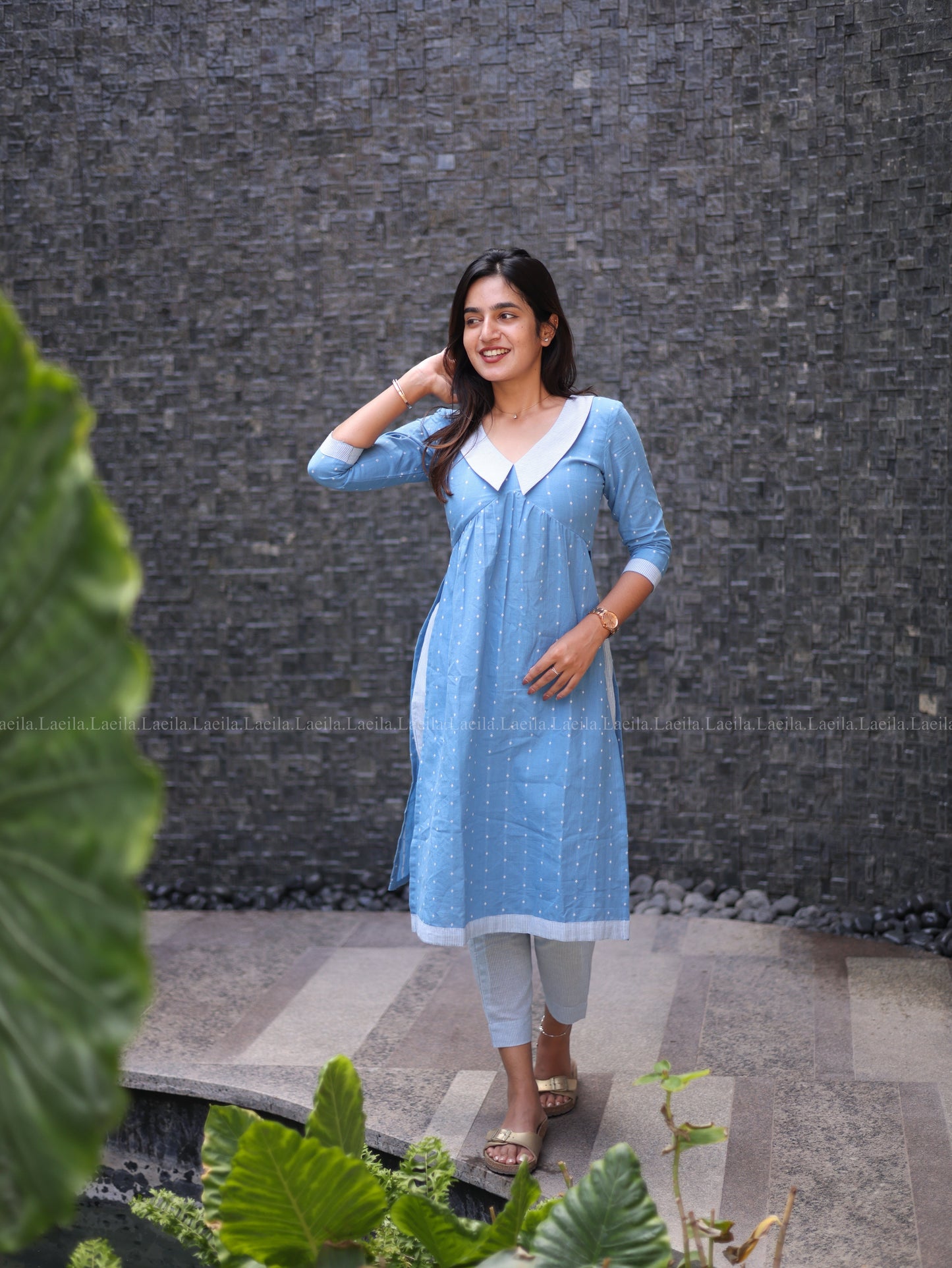 Studio Powder Blue Dotted Co-Ord Set