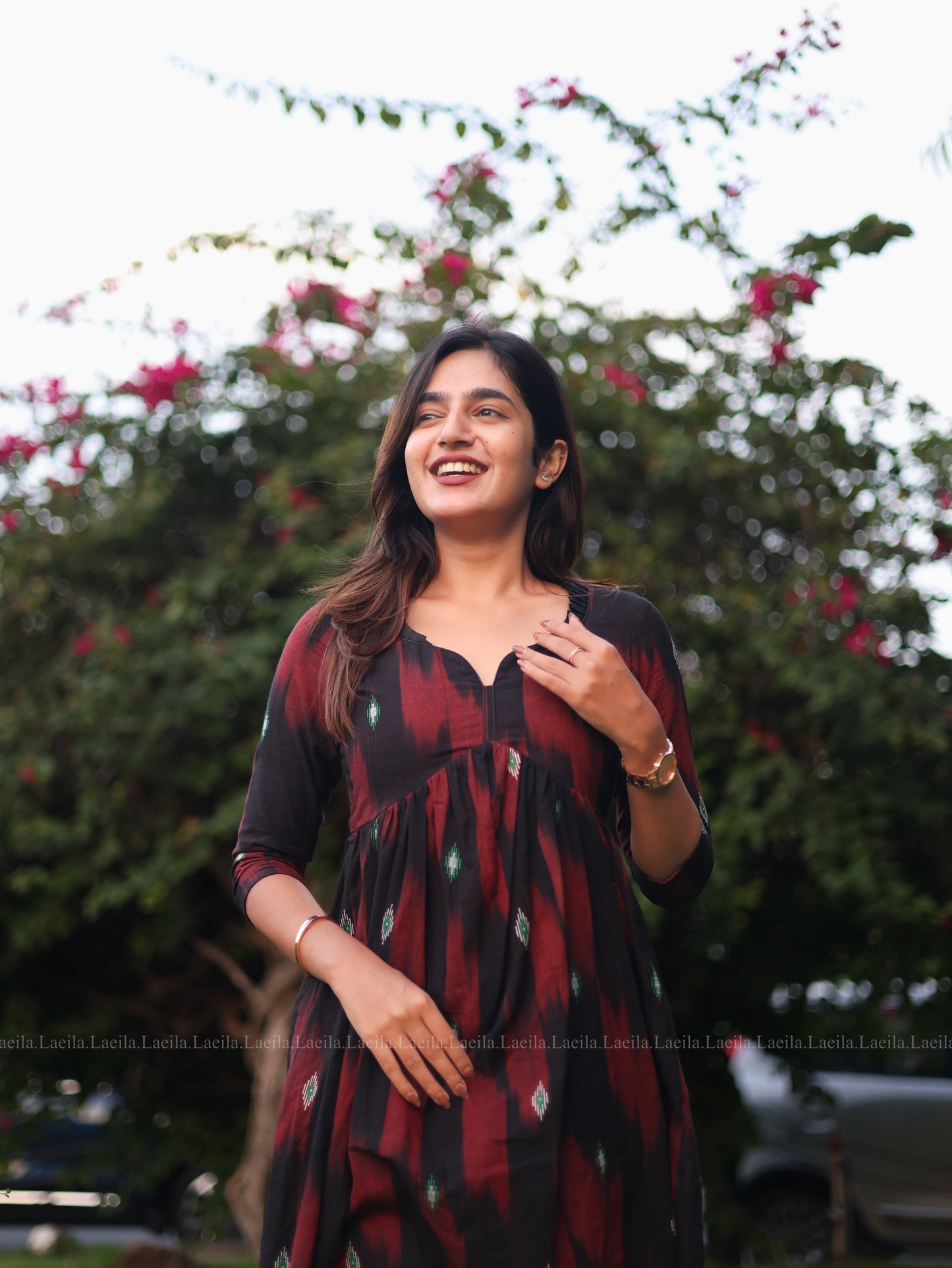 Studio Maroon Ikkat Alia Cut Kurta Top