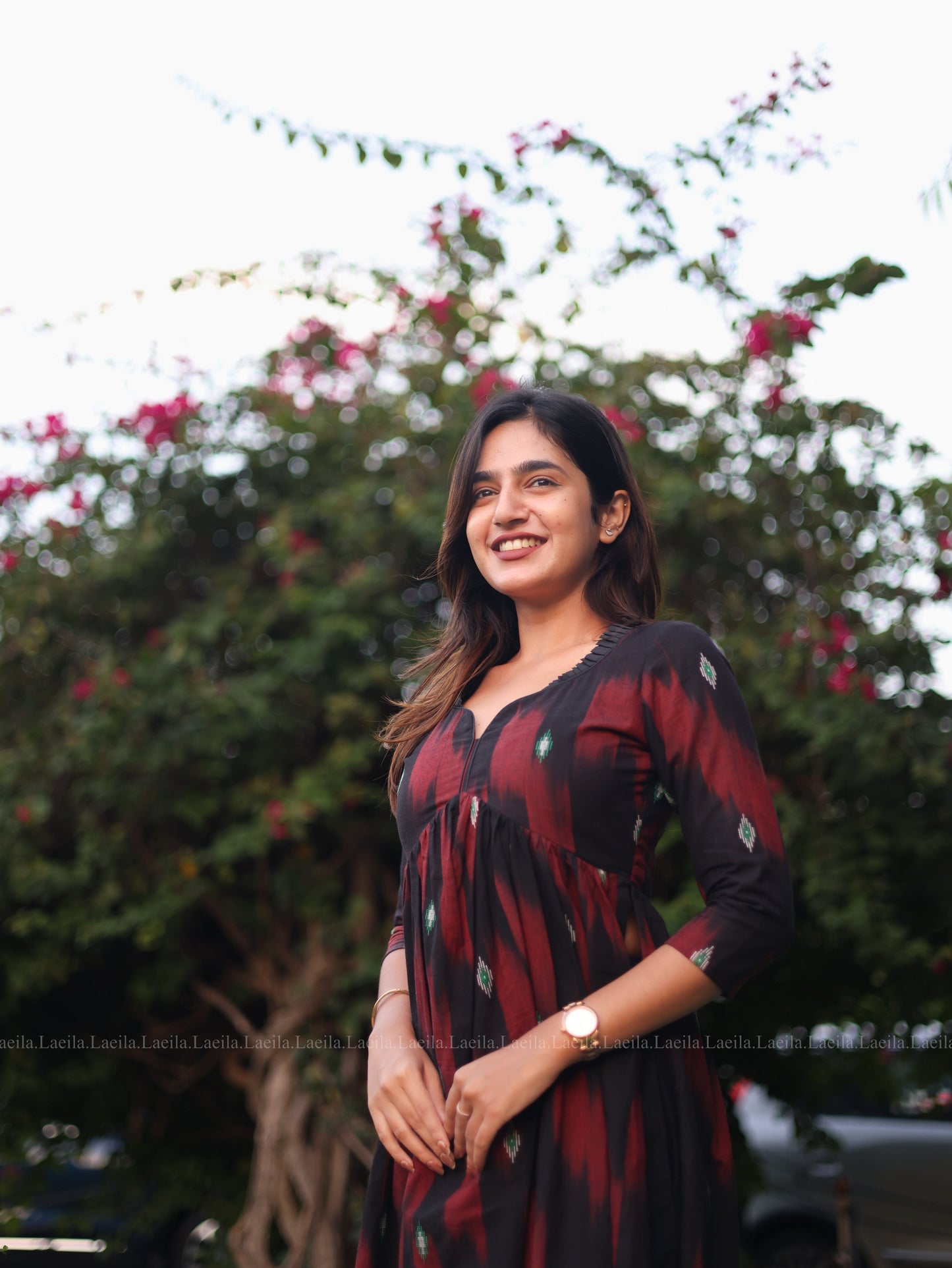 Studio Maroon Ikkat Alia Cut Kurta Top