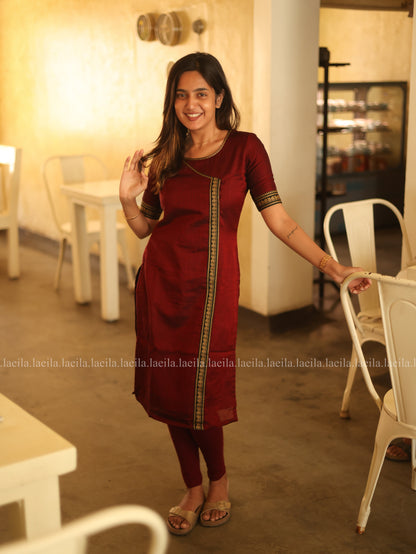 Studio Maroon Malar Narayanpet Cotton Top & Dupatta Set