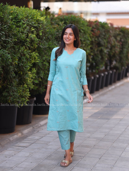 Studio Sky Blue Scallop Meera Cotton Co-Ord Set