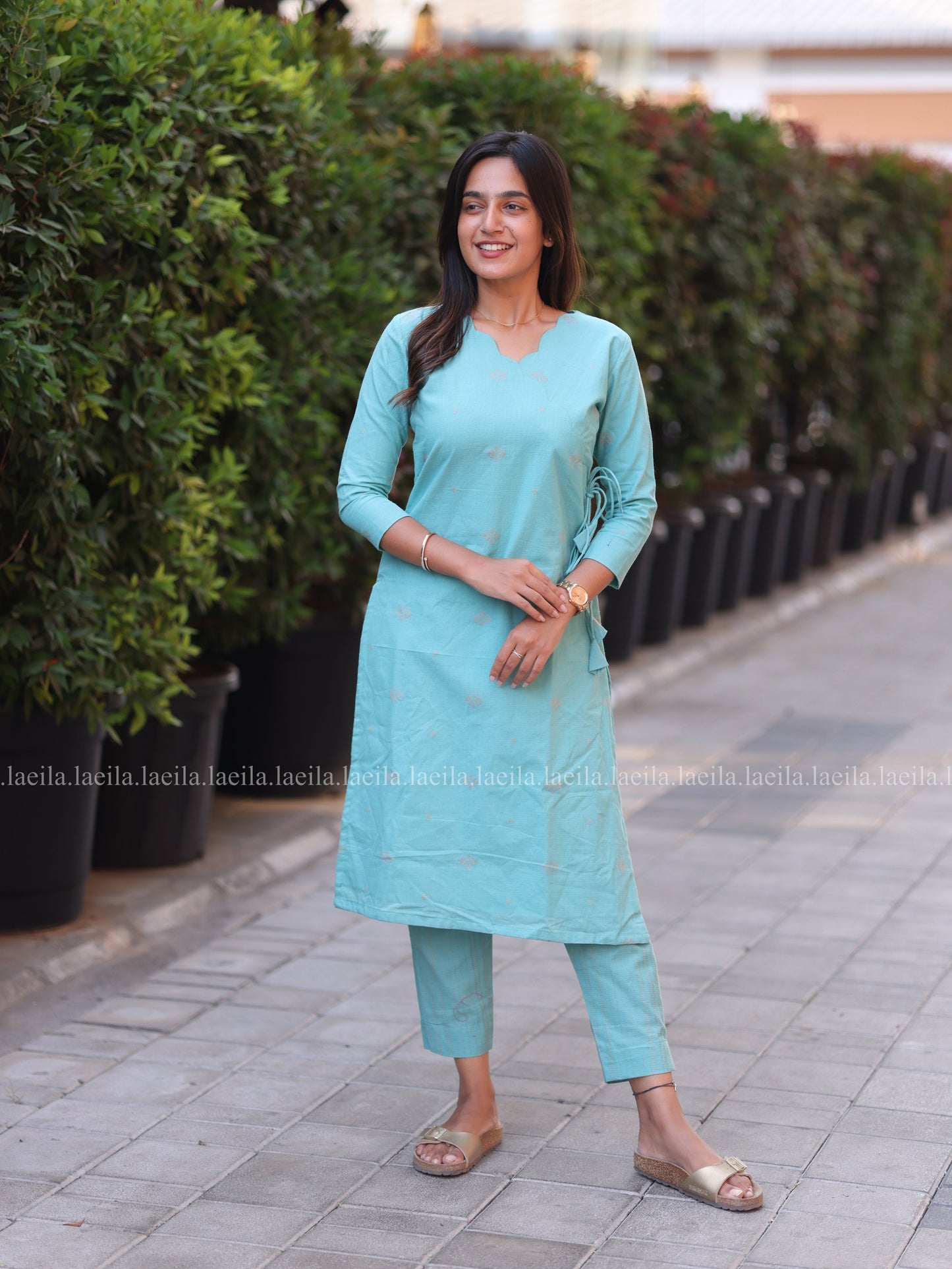 Studio Sky Blue Scallop Meera Cotton Co-Ord Set