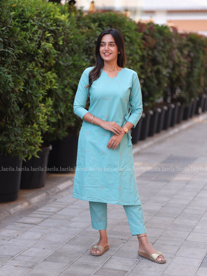 Studio Sky Blue Scallop Meera Cotton Co-Ord Set