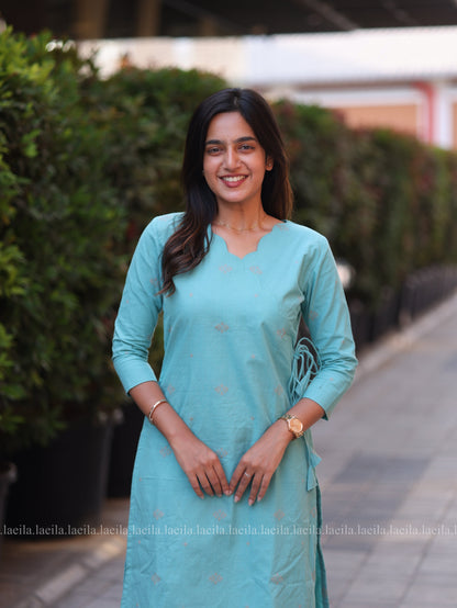 Studio Sky Blue Scallop Meera Cotton Co-Ord Set