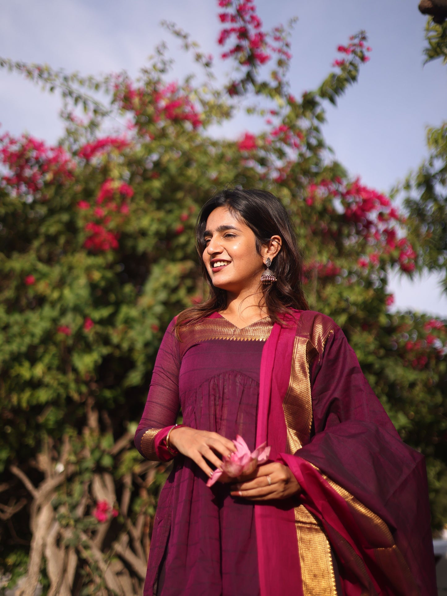 Studio  Wine Kanchi Cotton Alia Cut Set