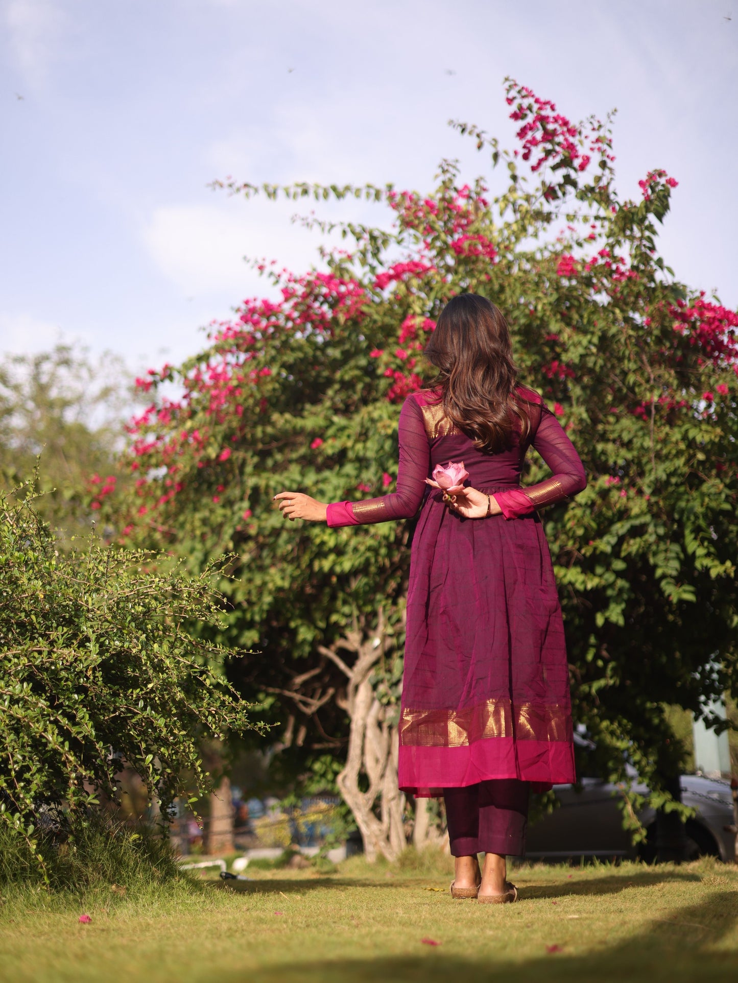 Studio  Wine Kanchi Cotton Alia Cut Set
