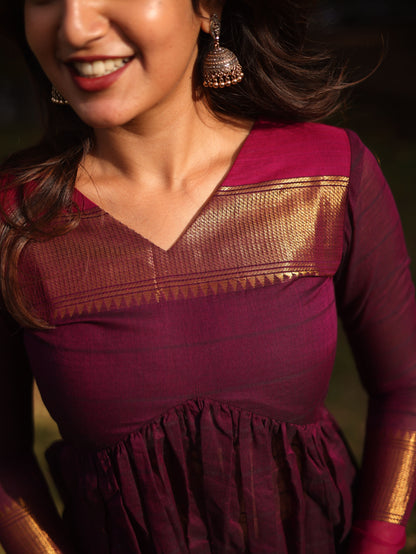 Studio  Wine Kanchi Cotton Alia Cut Set