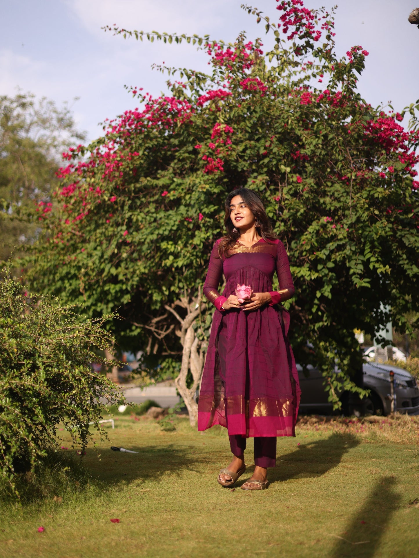 Studio  Wine Kanchi Cotton Alia Cut Set