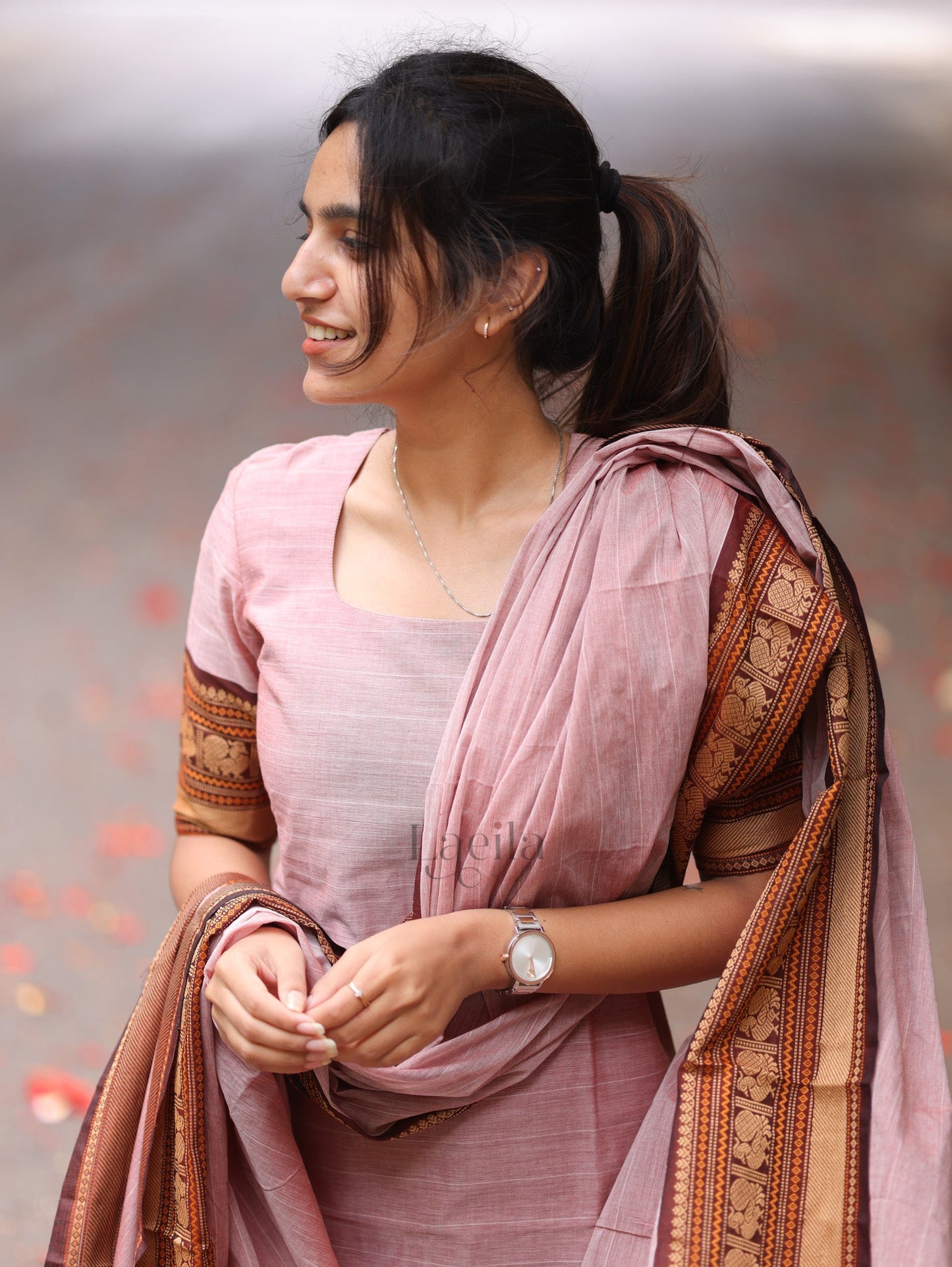 Studio Pink Meenakshi Pure Kanchi Cotton Top and Dupatta Set