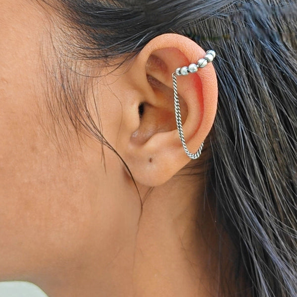 Beaded  Oxidized Hoop Earcuffs for Women