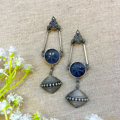 blue stone oxidised earrigs