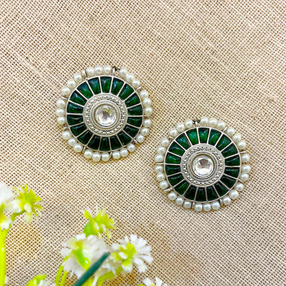 Green Stone Stud Earring