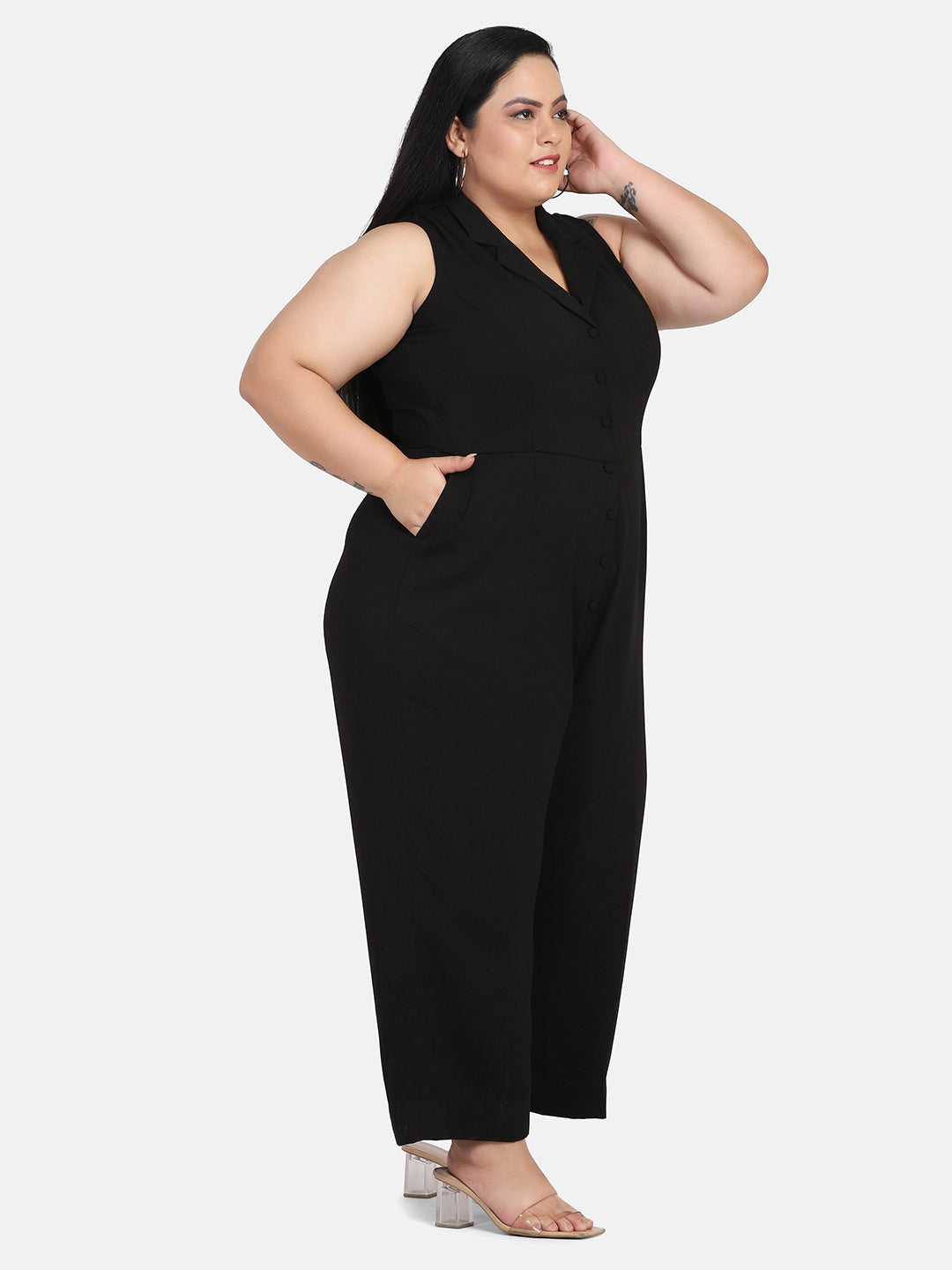 Poly Crepe Jumpsuit - Black