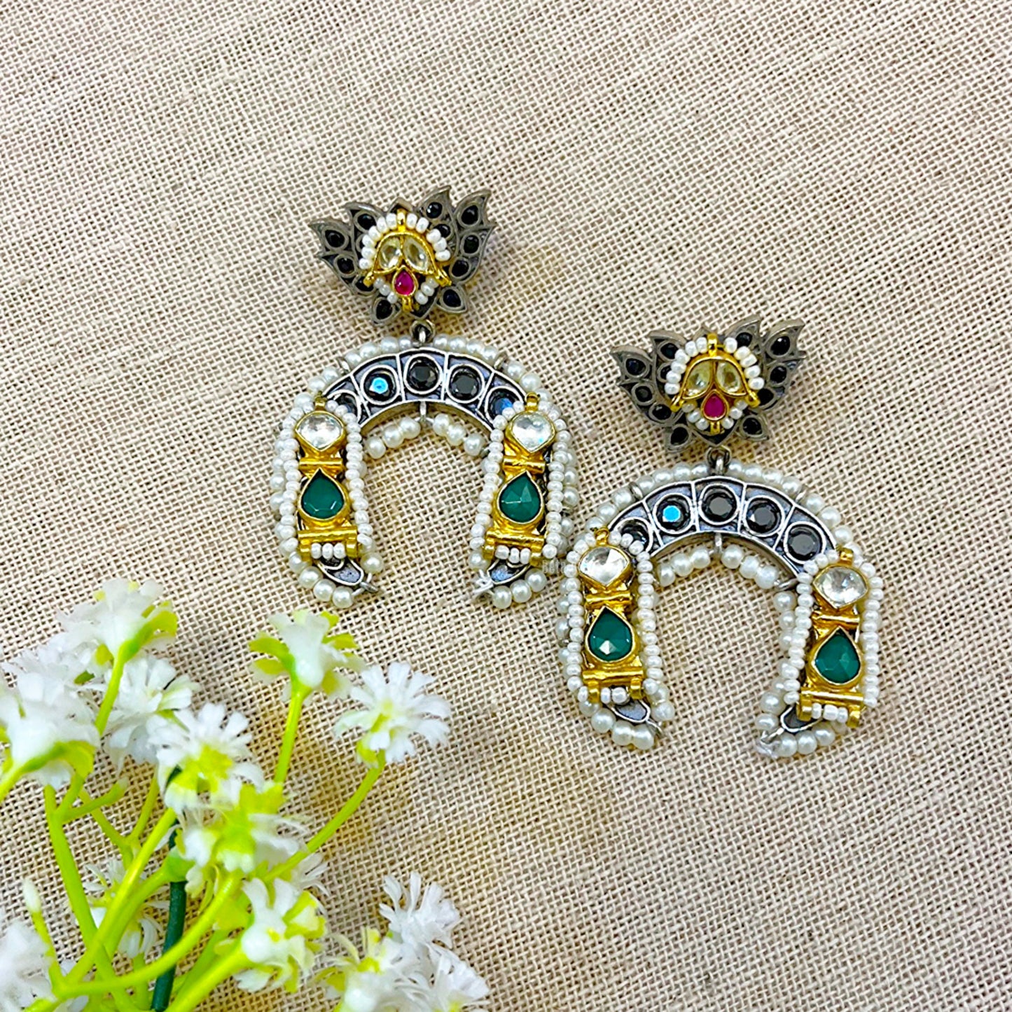 kundan drop earrings
