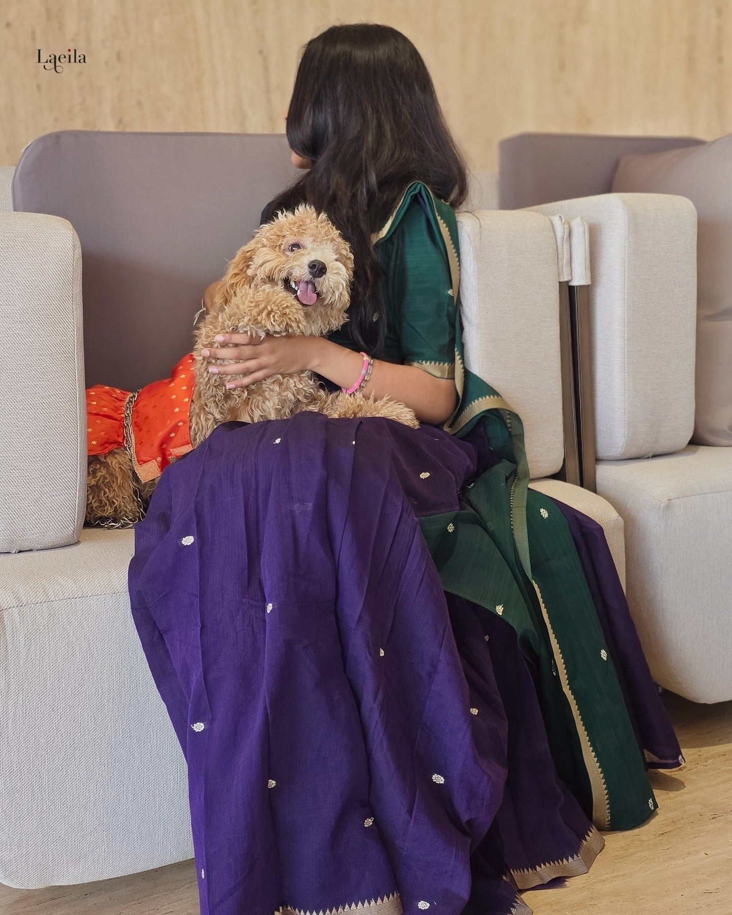 Studio Purple With Green Half Saree