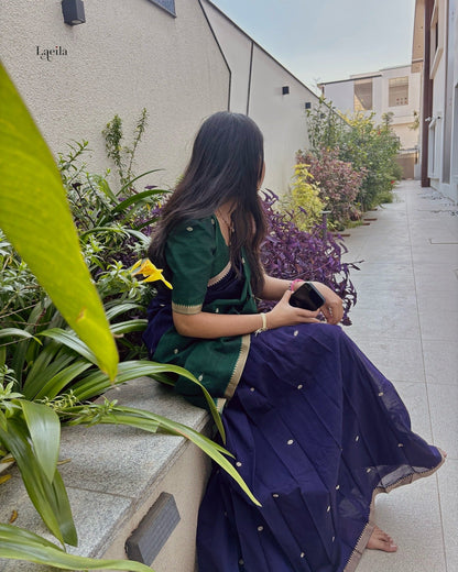 Studio Purple With Green Half Saree