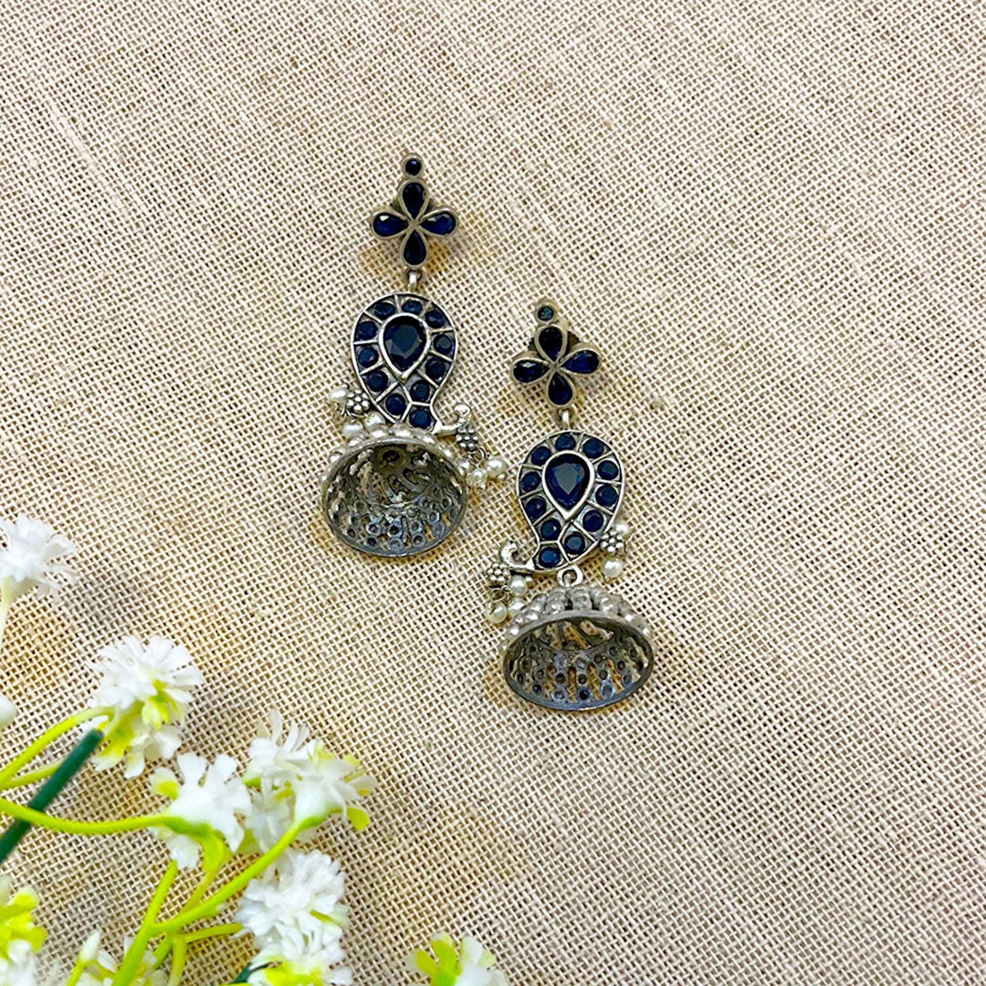 black oxidised earrings