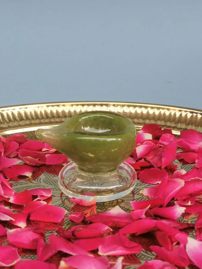 Art Glass Puja Diya-  Mehndi ki Mehak (set of 2 Festive Pack)