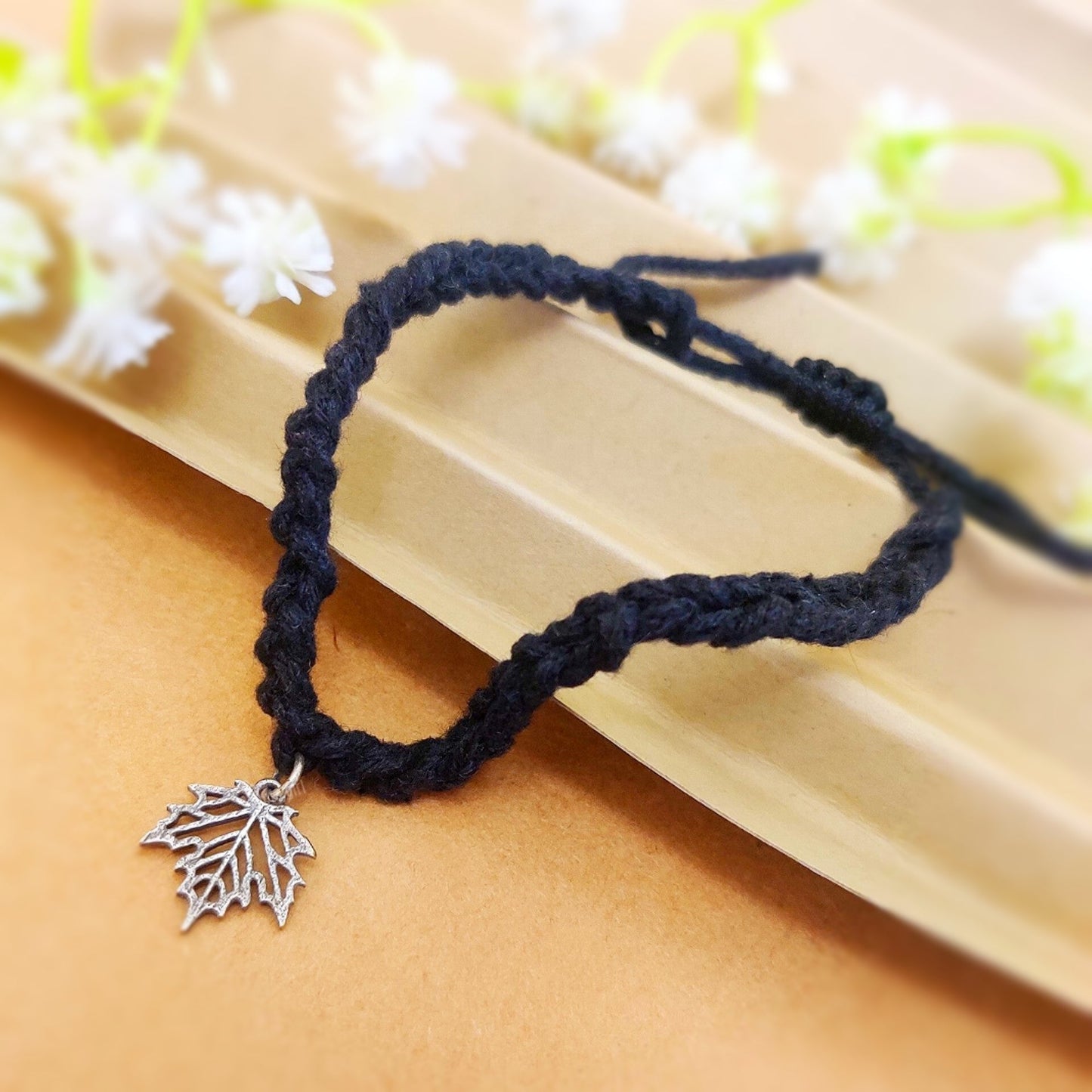 Leafy  Silver Look Alike Nazariya/Thread Anklets