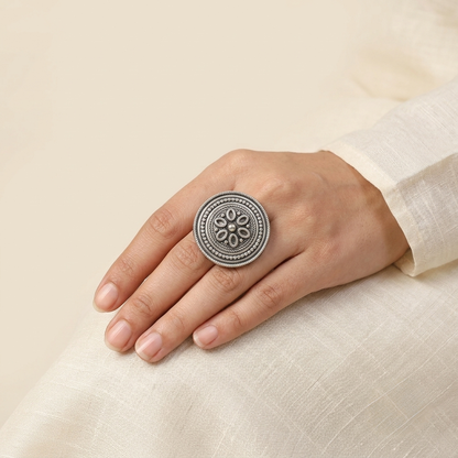 Sunset Silver Look Alike Oxidized Ring