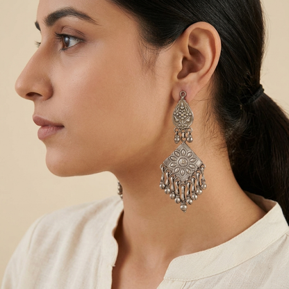 Rhea Silver Look Alike Oxidized Earring