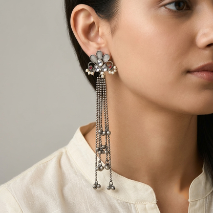 Ayla Silver Look Alike Oxidized Earrings
