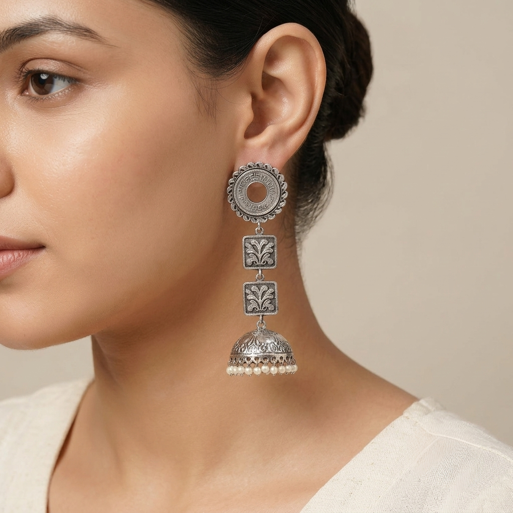 Eira Silver Look Alike Oxidized Earrings
