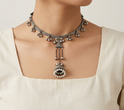 Sky Silver Look Alike Oxidized Choker