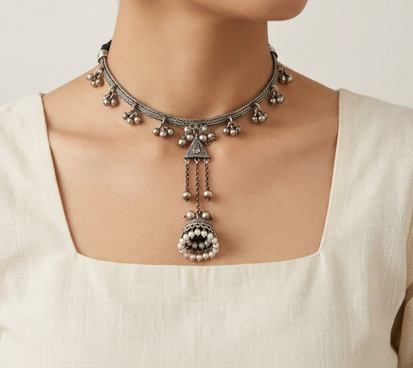 Sky Silver Look Alike Oxidized Choker