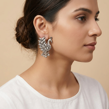 Ismera Silver Look Alike Oxidized Earrings