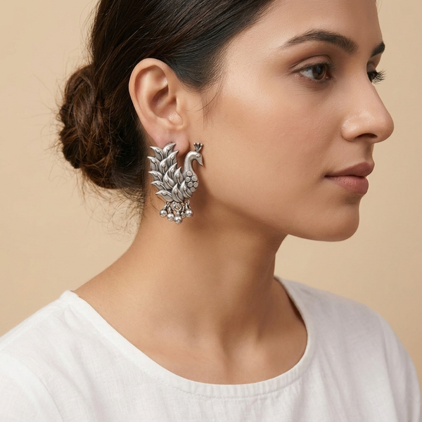 Ismera Silver Look Alike Oxidized Earrings