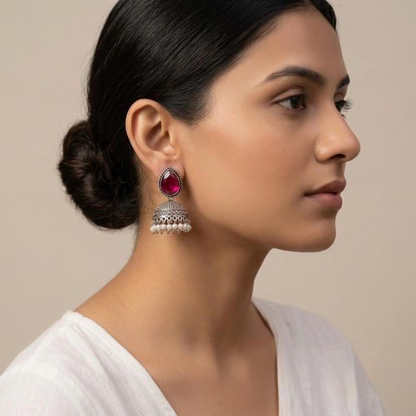 Misty Silver Look Alike Oxidized Earrings