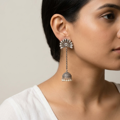 Elva Silver Look Alike Oxidized Earrings