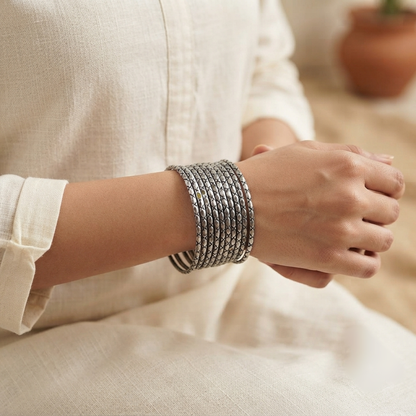 Vira Silver Look Alike Oxidized Bangles