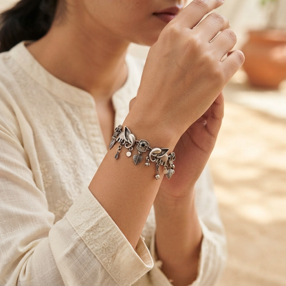 Saira Silver Look Alike Oxidized Bracelets