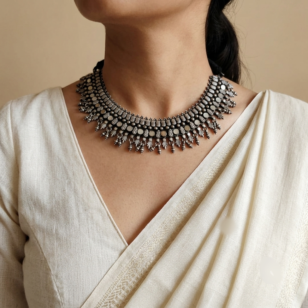 Nori Silver Look Alike Oxidized Choker