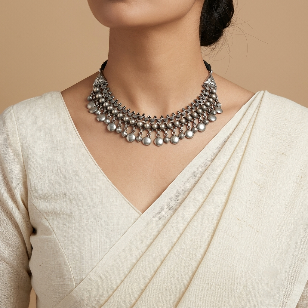 Wina Silver Look Alike Oxidized Choker